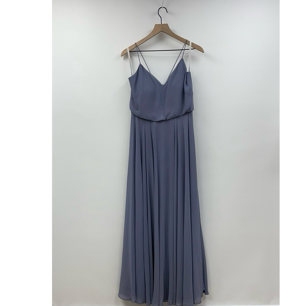 Jenny Yoo Slate Blue Spaghetti-Strap Chiffon Maxi Dress - Picture 4 of 12